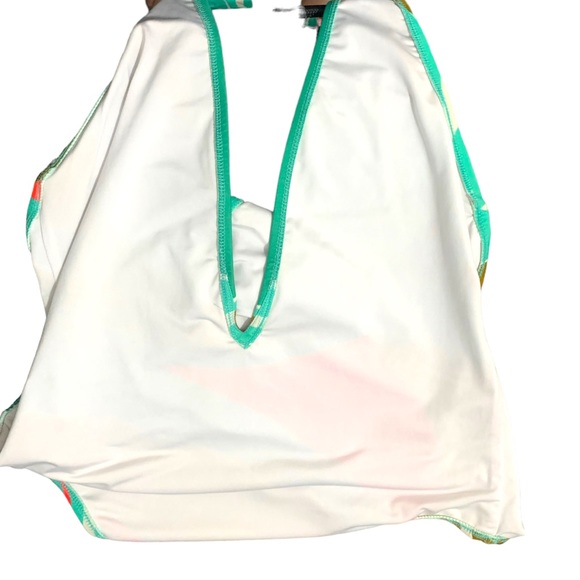 TIBI Deep V low cut halter 1 pc swimsuit in retro print sz LG NEW - Picture 12 of 12